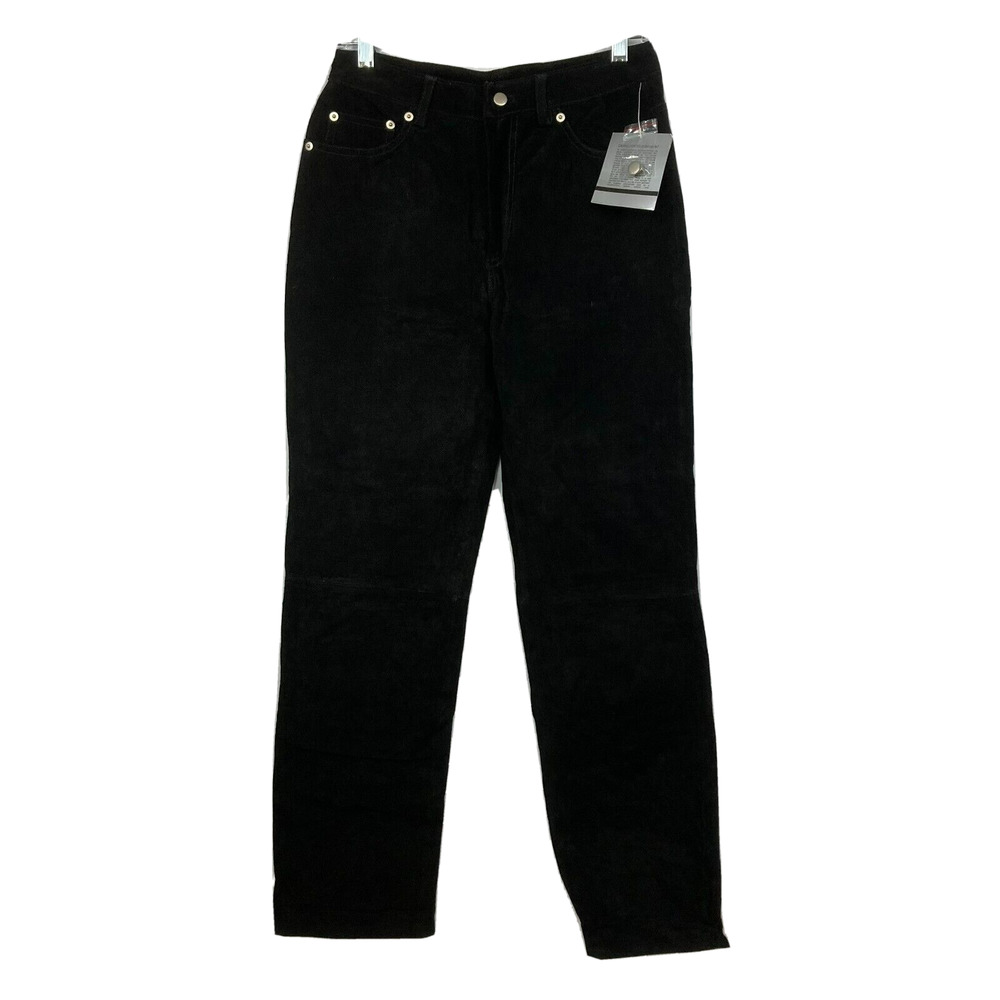 NWT Paul‎ Harris Design Pants Womens Sz 4 Black Leather Straight Leg Lined